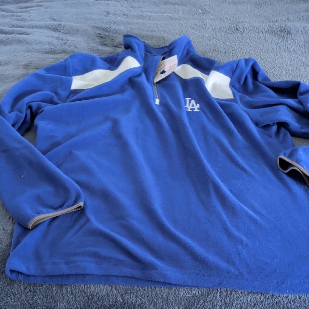 Majestic Blue and White Zip-Up Sweater LA Dodgers XL New